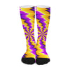 Yellow Vortex Moving Optical Illusion Long Socks