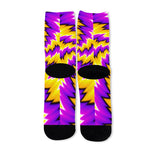 Yellow Vortex Moving Optical Illusion Long Socks