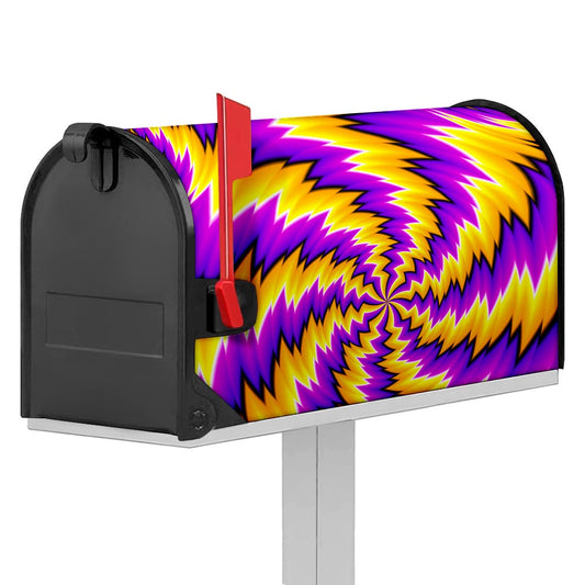 Yellow Vortex Moving Optical Illusion Mailbox Cover