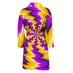 Yellow Vortex Moving Optical Illusion Men's Bathrobe