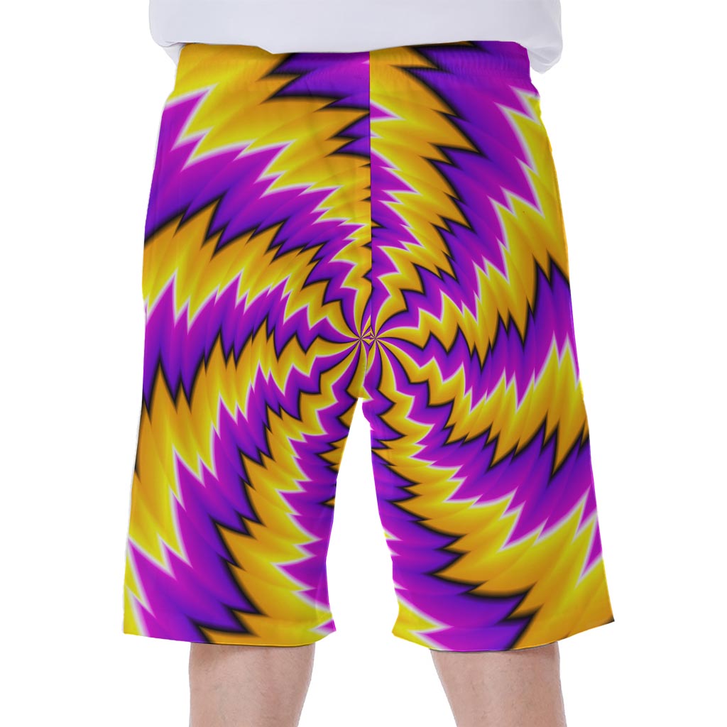 Yellow Vortex Moving Optical Illusion Men's Beach Shorts