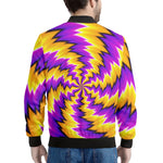 Yellow Vortex Moving Optical Illusion Men's Bomber Jacket