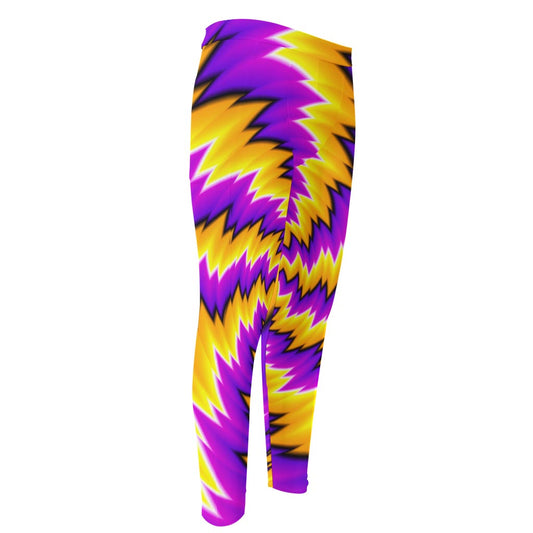 Yellow Vortex Moving Optical Illusion Men's Compression Pants
