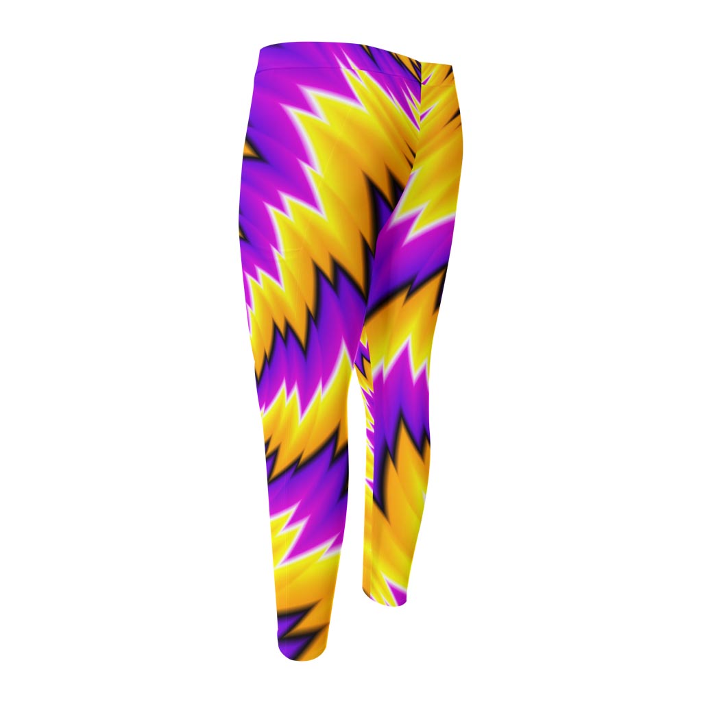 Yellow Vortex Moving Optical Illusion Men's Compression Pants