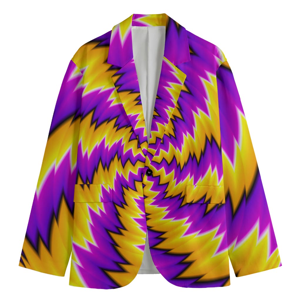 Yellow Vortex Moving Optical Illusion Men's Cotton Blazer
