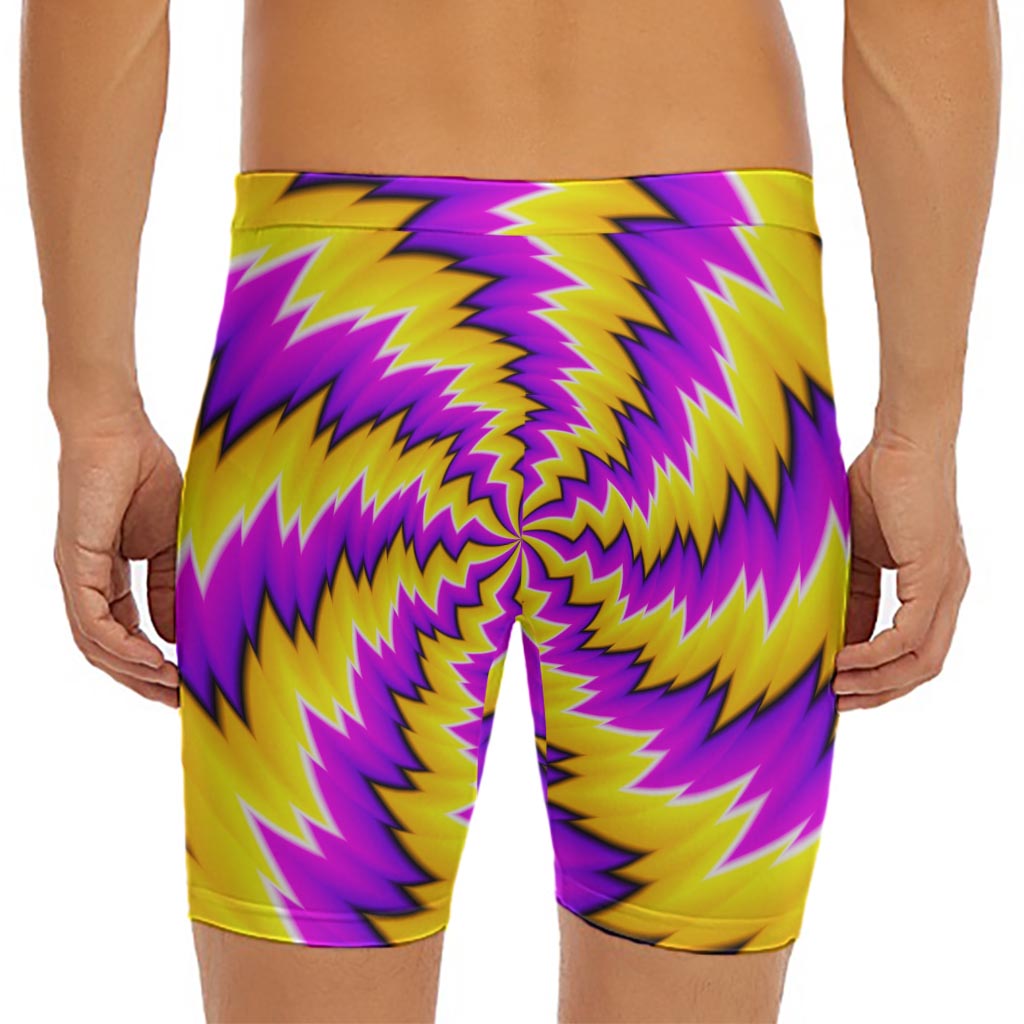 Yellow Vortex Moving Optical Illusion Men's Long Boxer Briefs
