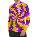 Yellow Vortex Moving Optical Illusion Men's Long Sleeve Rash Guard