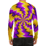 Yellow Vortex Moving Optical Illusion Men's Long Sleeve Rash Guard