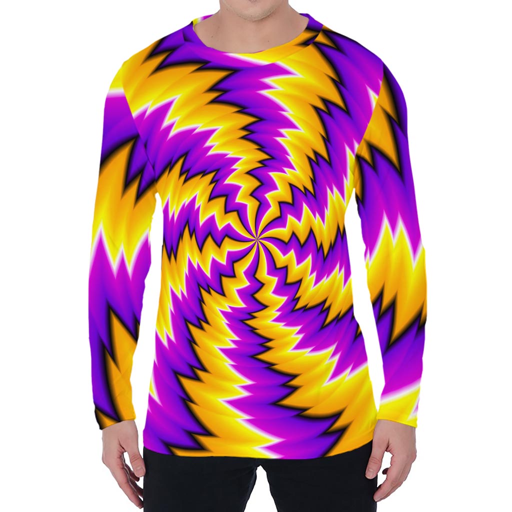 Yellow Vortex Moving Optical Illusion Men's Long Sleeve T-Shirt