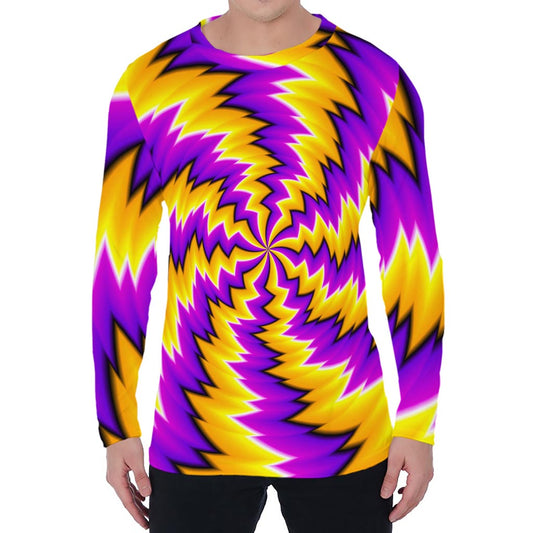 Yellow Vortex Moving Optical Illusion Men's Long Sleeve T-Shirt