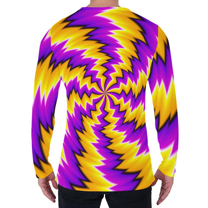 Yellow Vortex Moving Optical Illusion Men's Long Sleeve T-Shirt