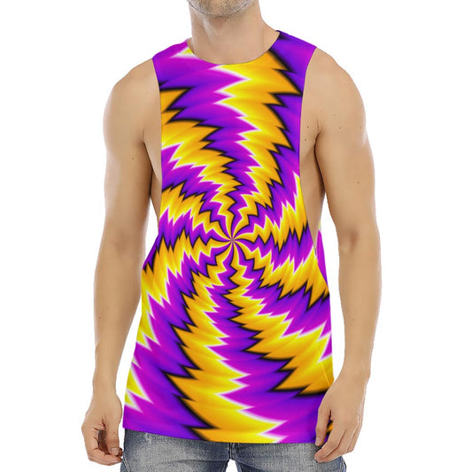 Yellow Vortex Moving Optical Illusion Men's Muscle Tank Top