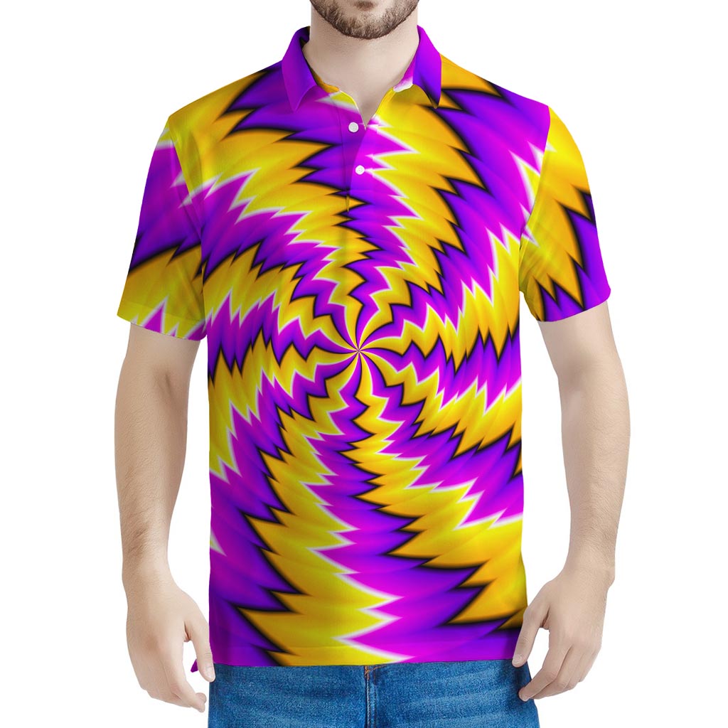 Yellow Vortex Moving Optical Illusion Men's Polo Shirt