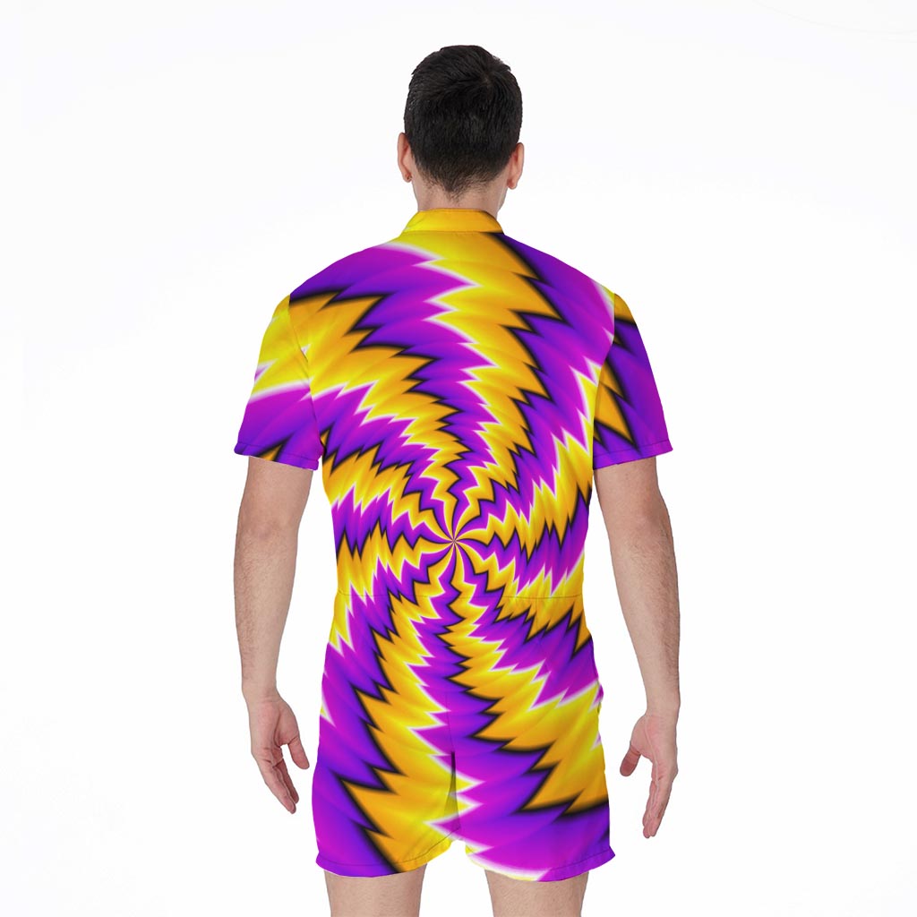 Yellow Vortex Moving Optical Illusion Men's Rompers