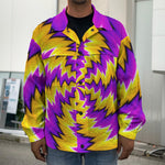 Yellow Vortex Moving Optical Illusion Men's Shirt Jacket