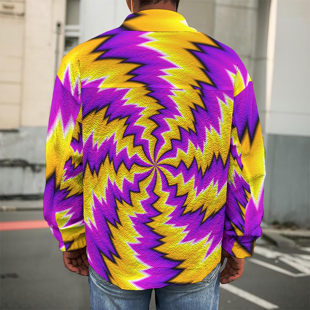 Yellow Vortex Moving Optical Illusion Men's Shirt Jacket