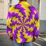 Yellow Vortex Moving Optical Illusion Men's Shirt Jacket