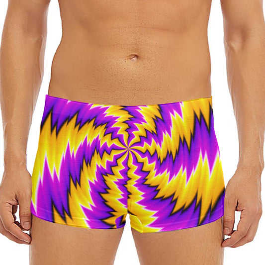 Yellow Vortex Moving Optical Illusion Men's Short Boxer Briefs