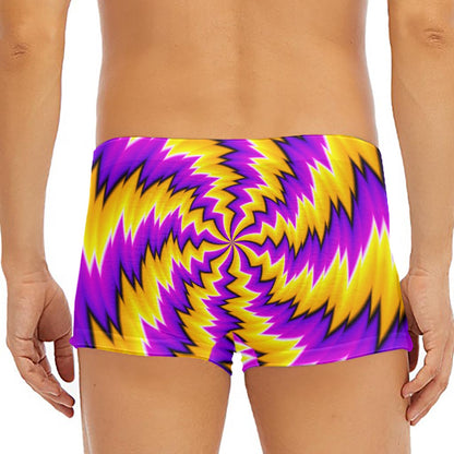 Yellow Vortex Moving Optical Illusion Men's Short Boxer Briefs