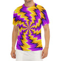 Yellow Vortex Moving Optical Illusion Men's Short Sleeve Rash Guard