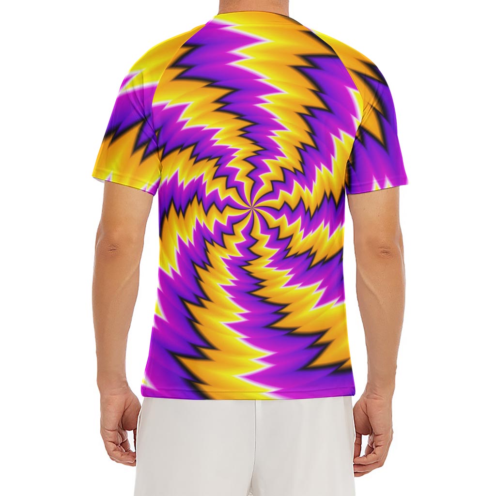 Yellow Vortex Moving Optical Illusion Men's Short Sleeve Rash Guard