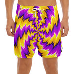Yellow Vortex Moving Optical Illusion Men's Split Running Shorts