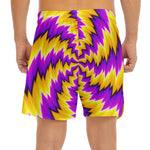 Yellow Vortex Moving Optical Illusion Men's Split Running Shorts