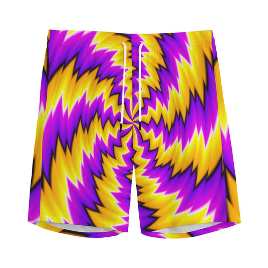Yellow Vortex Moving Optical Illusion Men's Sports Shorts