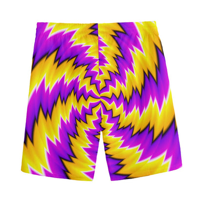Yellow Vortex Moving Optical Illusion Men's Sports Shorts
