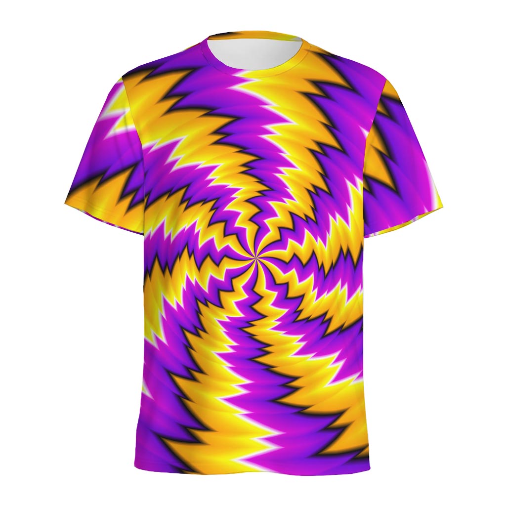 Yellow Vortex Moving Optical Illusion Men's Sports T-Shirt