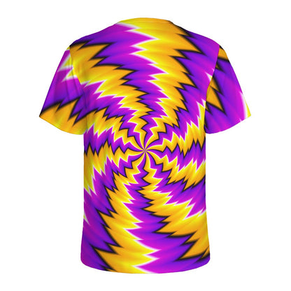 Yellow Vortex Moving Optical Illusion Men's Sports T-Shirt