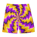 Yellow Vortex Moving Optical Illusion Men's Swim Trunks