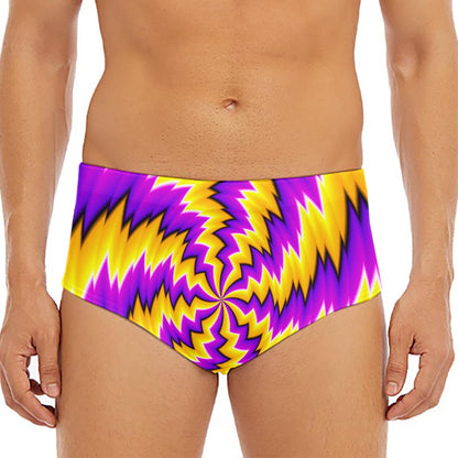 Yellow Vortex Moving Optical Illusion Men's Triangle Swim Briefs