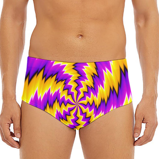 Yellow Vortex Moving Optical Illusion Men's Triangle Swim Briefs