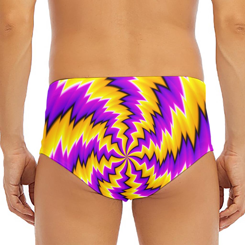 Yellow Vortex Moving Optical Illusion Men's Triangle Swim Briefs