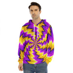 Yellow Vortex Moving Optical Illusion Men's Velvet Pullover Hoodie