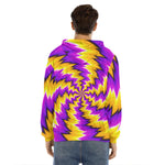 Yellow Vortex Moving Optical Illusion Men's Velvet Pullover Hoodie
