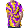 Yellow Vortex Moving Optical Illusion Men's Velvet T-Shirt