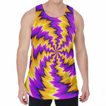Yellow Vortex Moving Optical Illusion Men's Velvet Tank Top