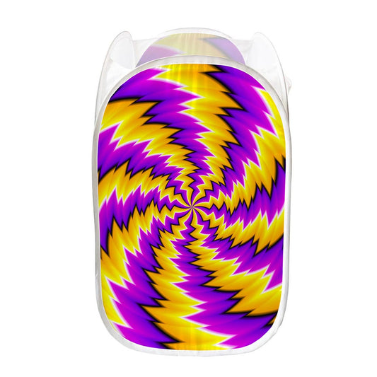 Yellow Vortex Moving Optical Illusion Mesh Laundry Hamper