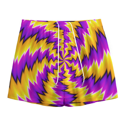 Yellow Vortex Moving Optical Illusion Mesh Shorts