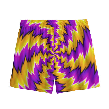 Yellow Vortex Moving Optical Illusion Mesh Shorts