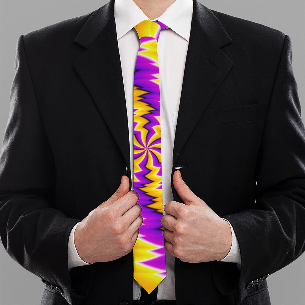 Yellow Vortex Moving Optical Illusion Necktie