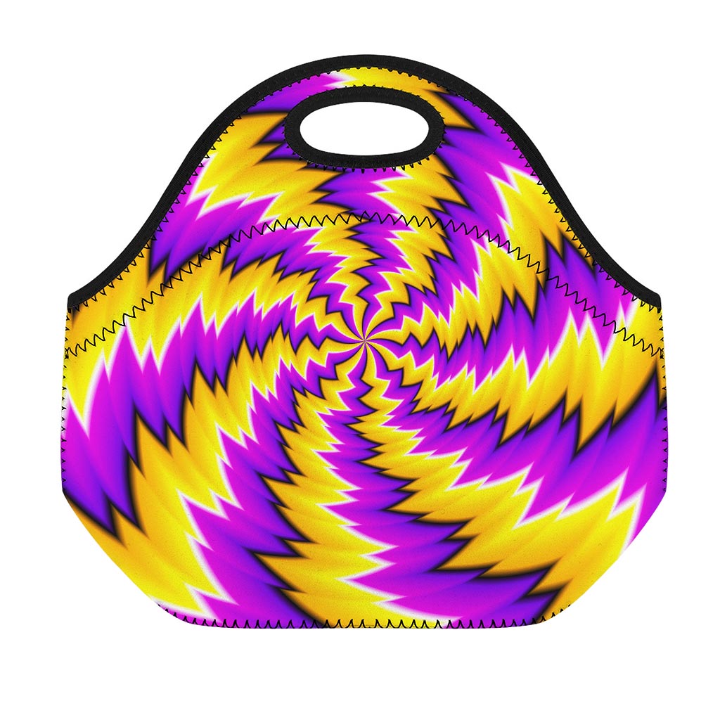 Yellow Vortex Moving Optical Illusion Neoprene Lunch Bag