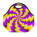 Yellow Vortex Moving Optical Illusion Neoprene Lunch Bag