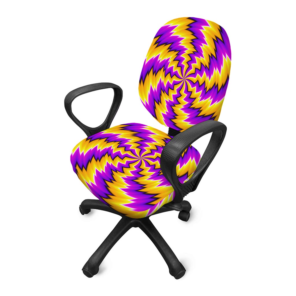 Yellow Vortex Moving Optical Illusion Office Chair Cover