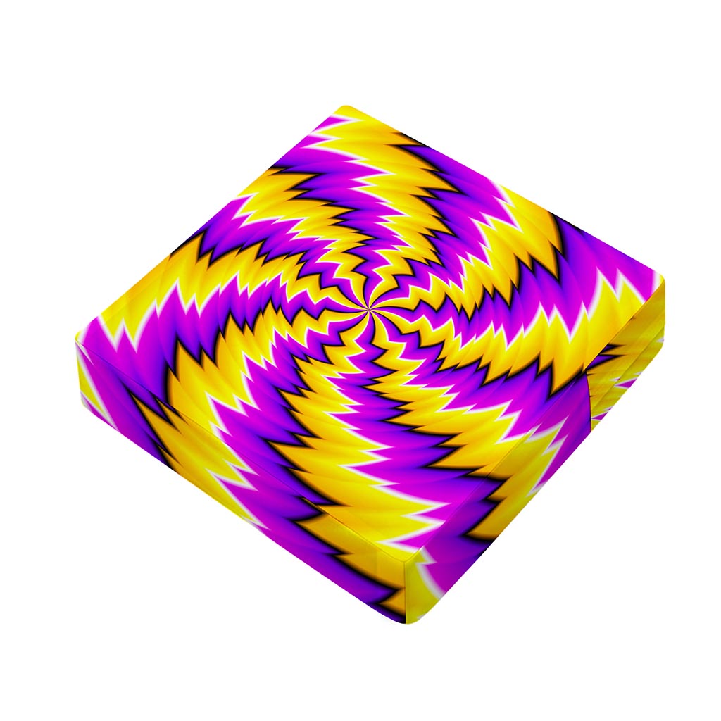 Yellow Vortex Moving Optical Illusion Outdoor Seat Cushion Cover