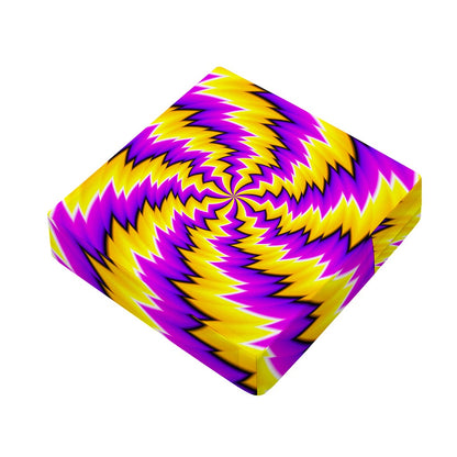 Yellow Vortex Moving Optical Illusion Outdoor Seat Cushion Cover