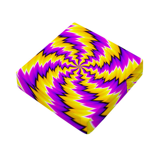 Yellow Vortex Moving Optical Illusion Outdoor Seat Cushion Cover