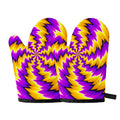 Yellow Vortex Moving Optical Illusion Oven Mitts